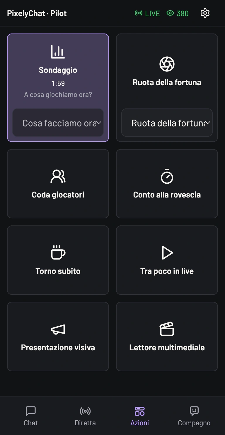 Widget azione · Pilot