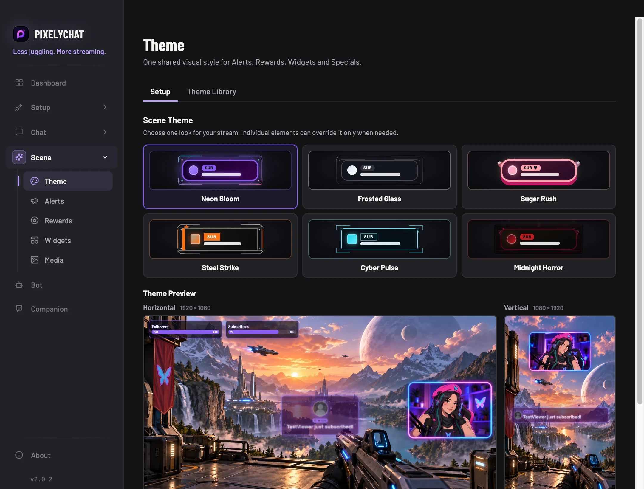 Scene Theme settings