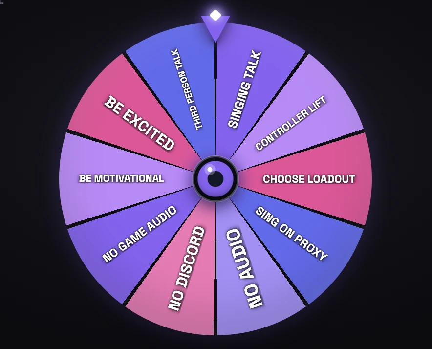 PixelyChat Spin Wheel action widget showing a colorful interactive wheel for stream challenges